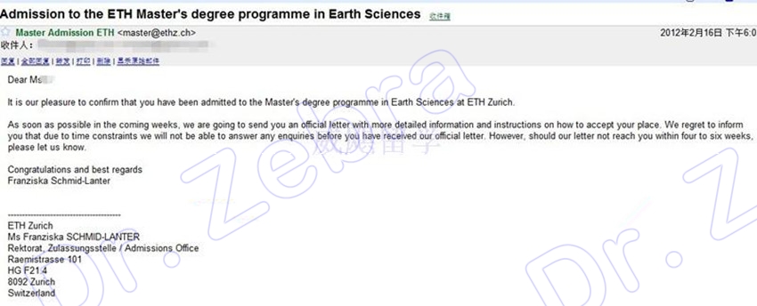 ETH， MS in Earth Sciences， 苏黎世联邦理工学院地球科学硕士