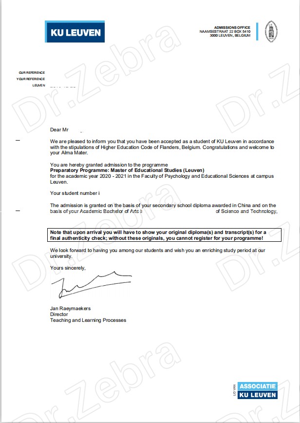 斑马博士、斑马博士留学中心、鲁汶大学 、Catholic University of Leuven、 Master of Science in Educational Studies、教育学硕士