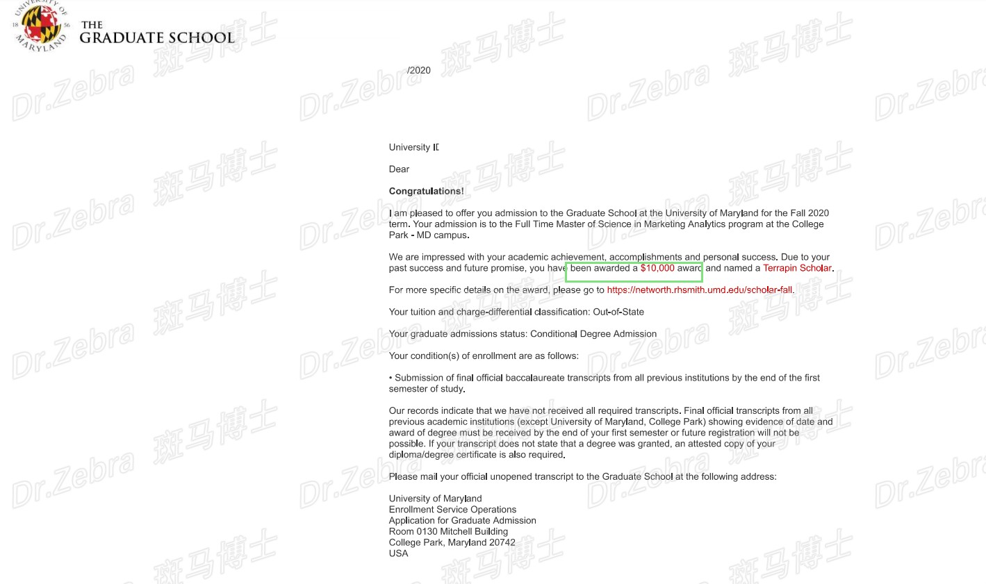 斑马博士、斑马博士留学中心、马里兰大学帕克分校、University of Maryland, College Park 、UMD、Master of Science in Marketing Analytics、市场分析硕士