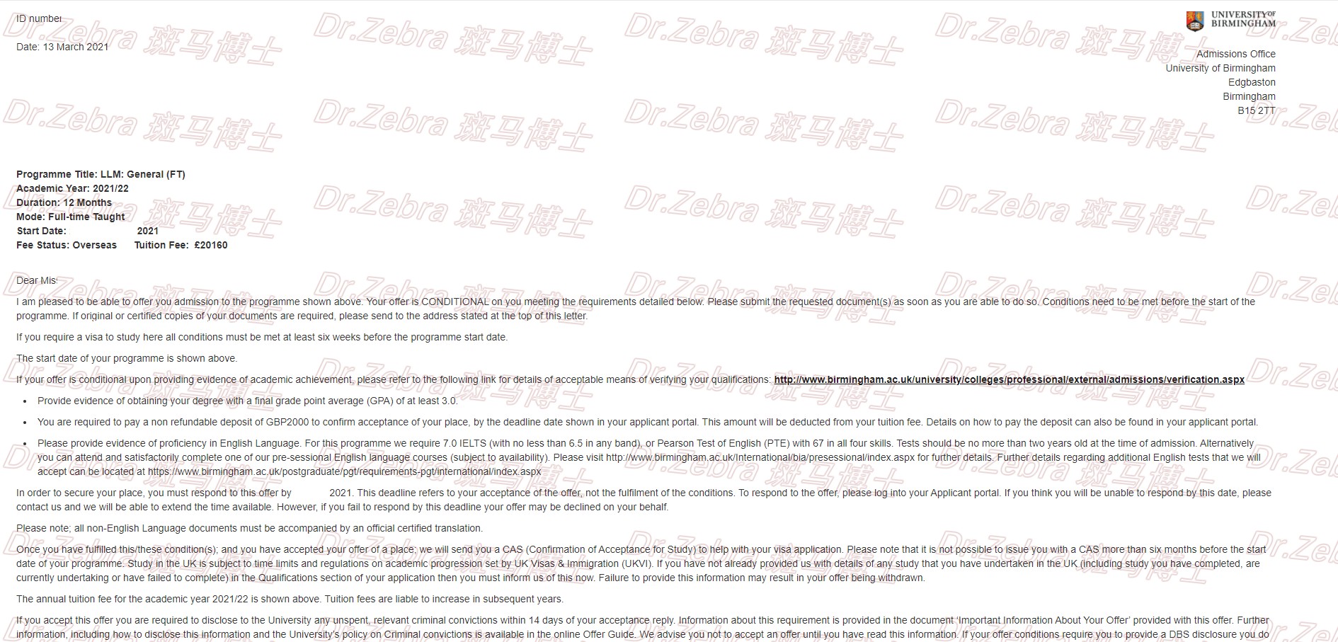 斑马博士、斑马博士留学中心、伯明翰大学 、University of Birmingham 、General LLM 、法学硕士 斑马博士、斑马博士留学中心、伯明翰大学 、University of Birmingham 、General LLM 、法学硕士