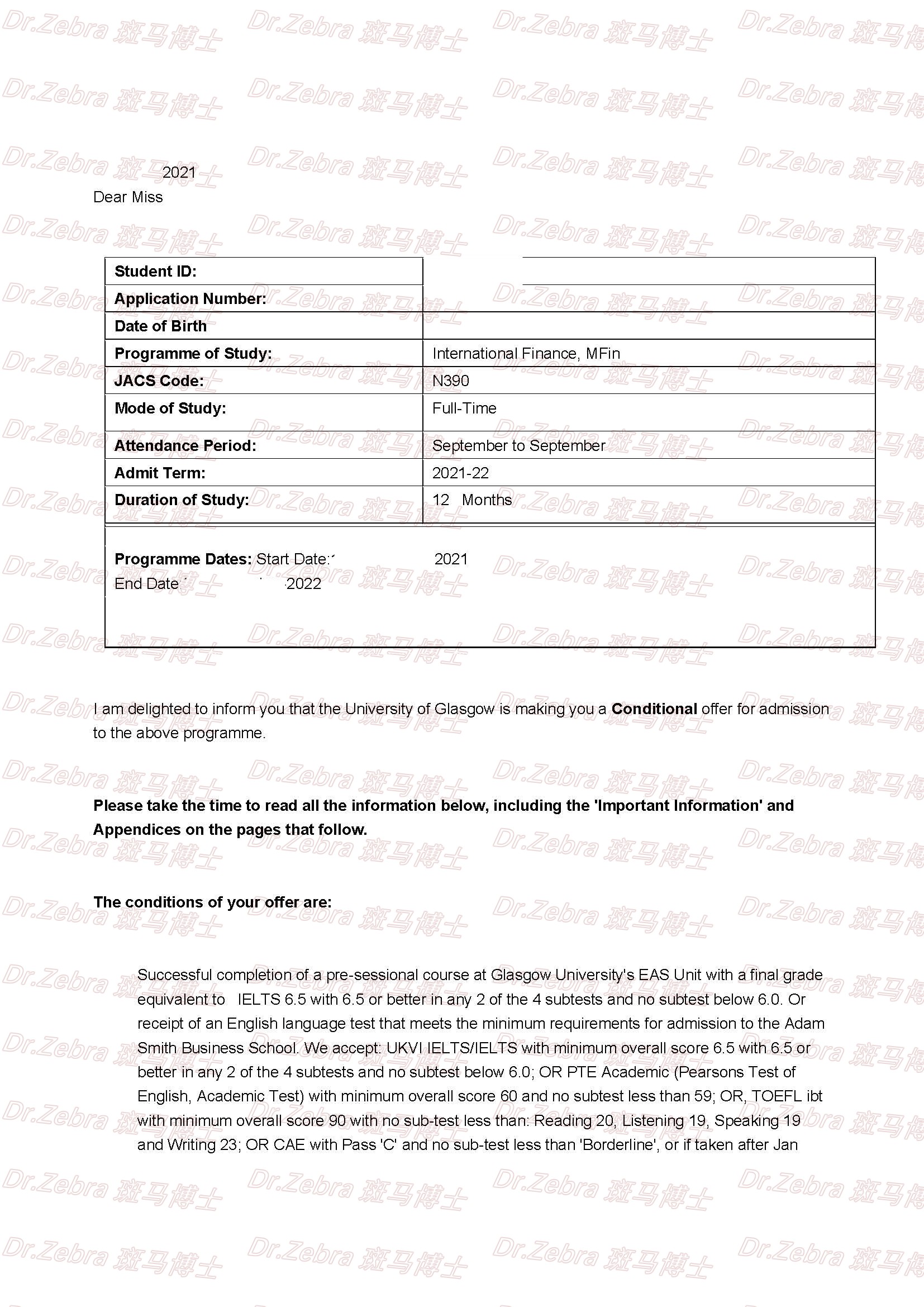 斑马博士、斑马博士留学中心、格拉斯哥大学、University of Glasgow 、MSc International Finance、 国际金融硕士