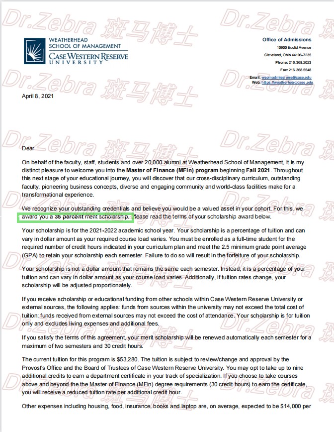 斑马博士、斑马博士留学中心、凯斯西储大学、 Case Western Reserve University 、CWRU、Master of Finance、金融硕士、奖学金 斑马博士、斑马博士留学中心、凯斯西储大学、 Case Western Reserve University 、CWRU、Master of Finance、金融硕士、奖学金