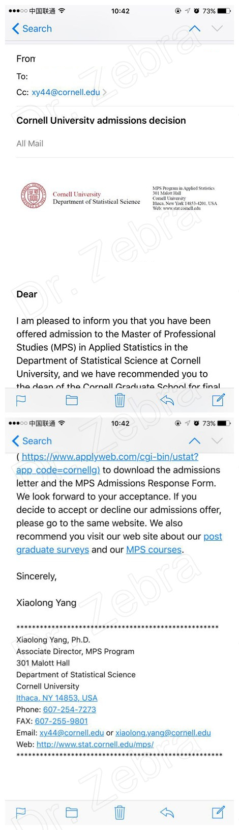 Cornell University , 康奈尔大学，Master of Professional Studies in in Applied Statistics，应用统计学专业硕士