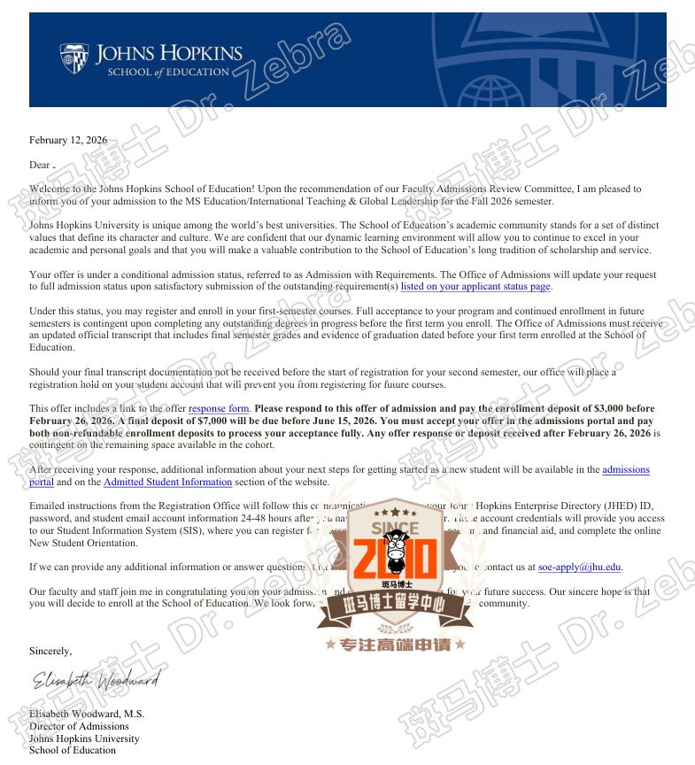 JHU MS Education/International Teaching& Global Leadership (ITGL)硕士录取！